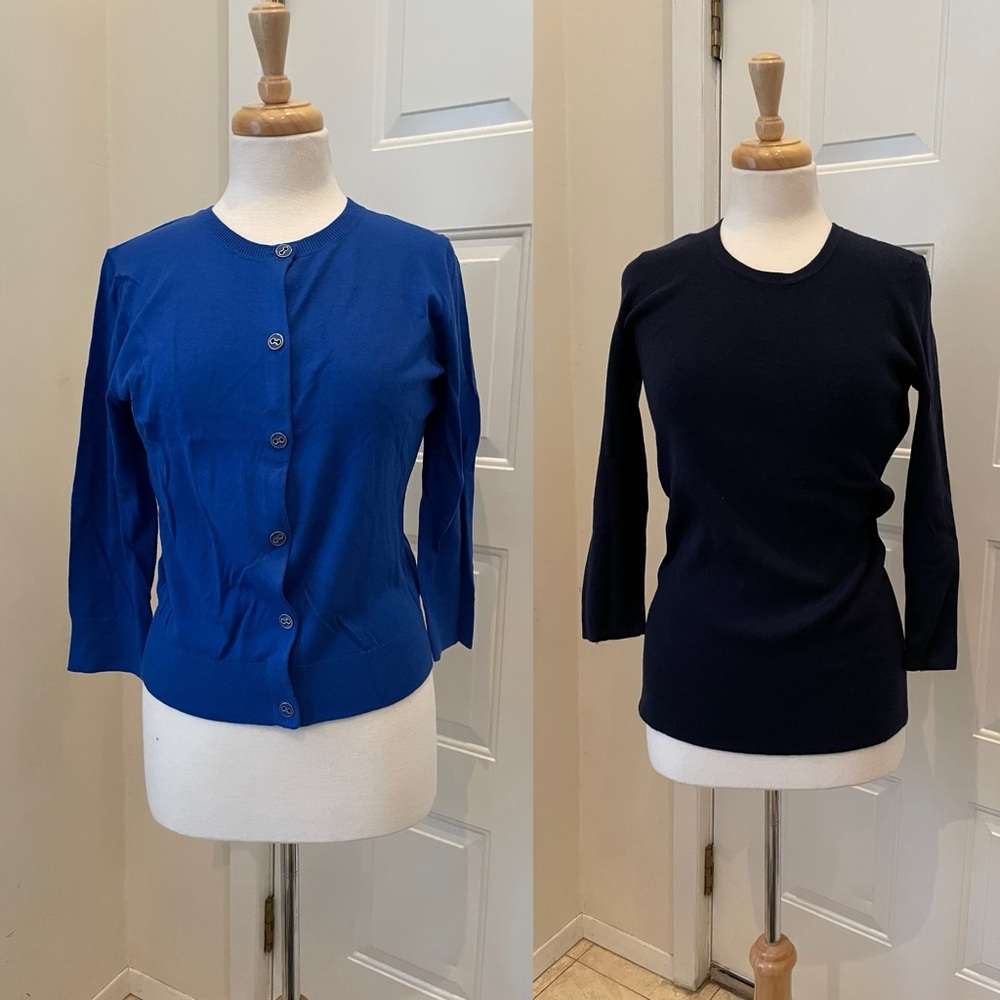 C. Wonder BUNDLE OF 2 Sweaters: Sz M -Royal, Navy 3/4 Sleeve Sweaters